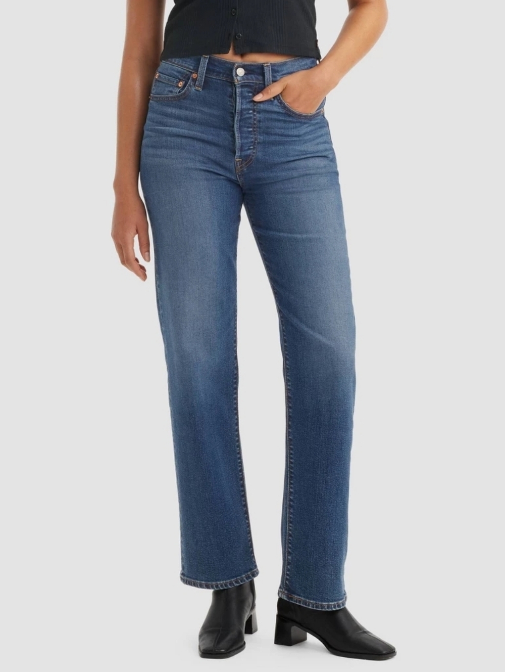 Levi's Ribcage Straight Ankle High-rise Blue Jeans